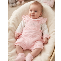 BIS-2020-2713: Baby Girls Quilted Dungaree & Top Outfit (NB-6 Months)